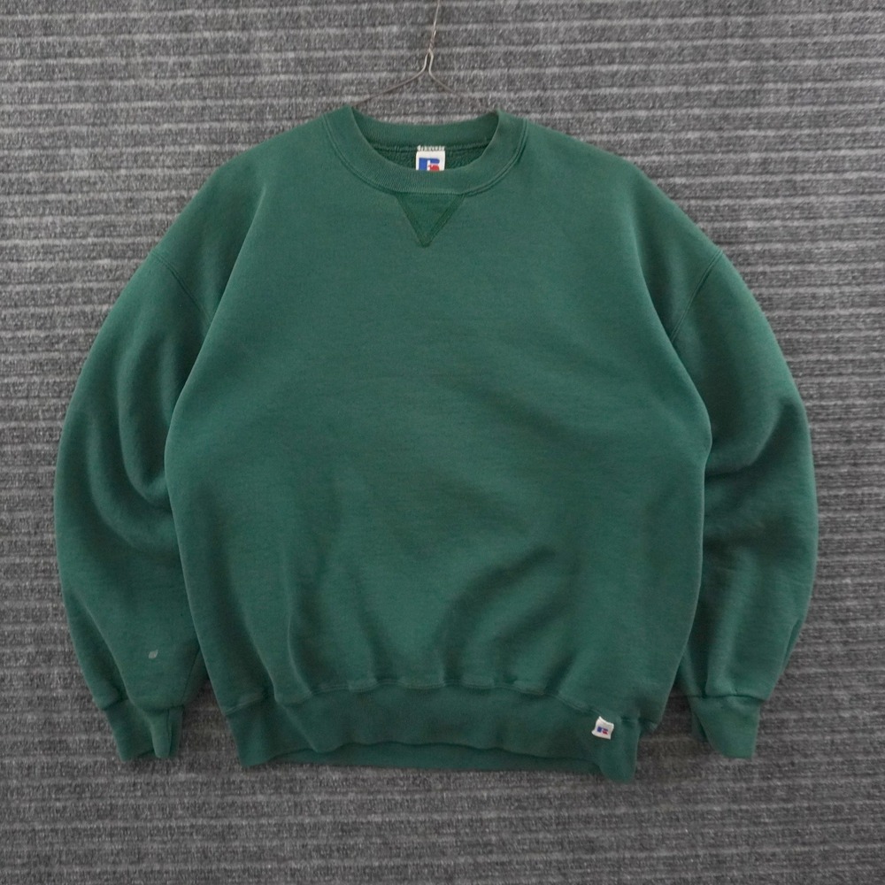 Vintage 90s Russell Athletic Sweatshirt Mens XL Green V-Stitch Pullover USA Made